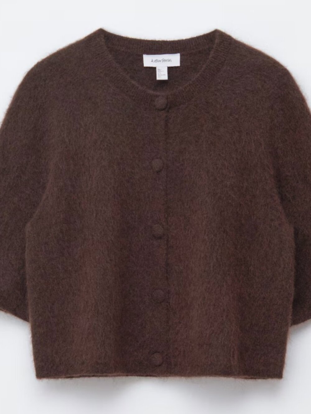 NWT &Other Stories Mohair Blend Cropped Cardigan Sweater Brown Oversize - Size M